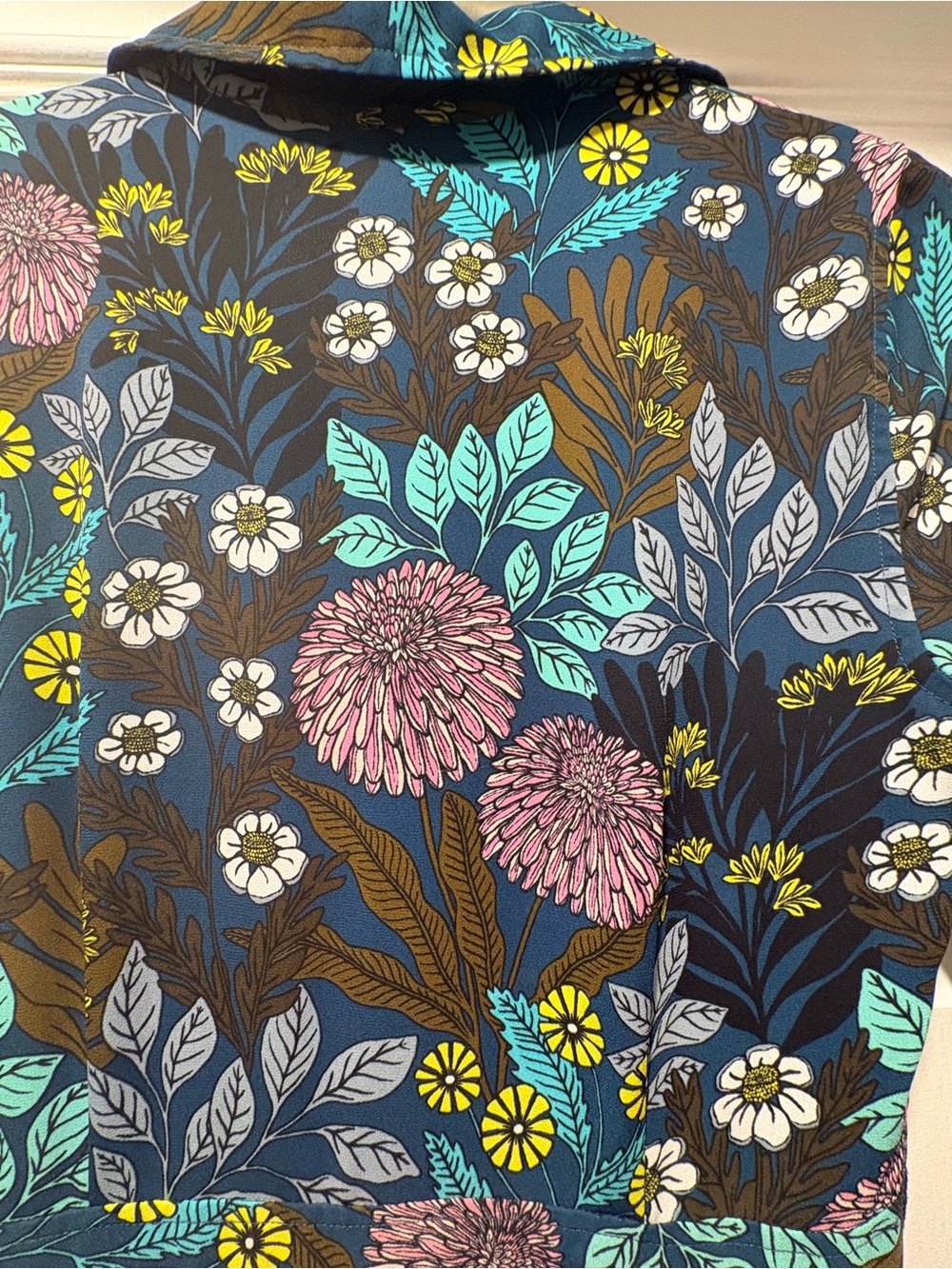 J. Crew Navy Floral Midi Dress with Pink, Teal & Yellow Accents - Picture 8 of 10